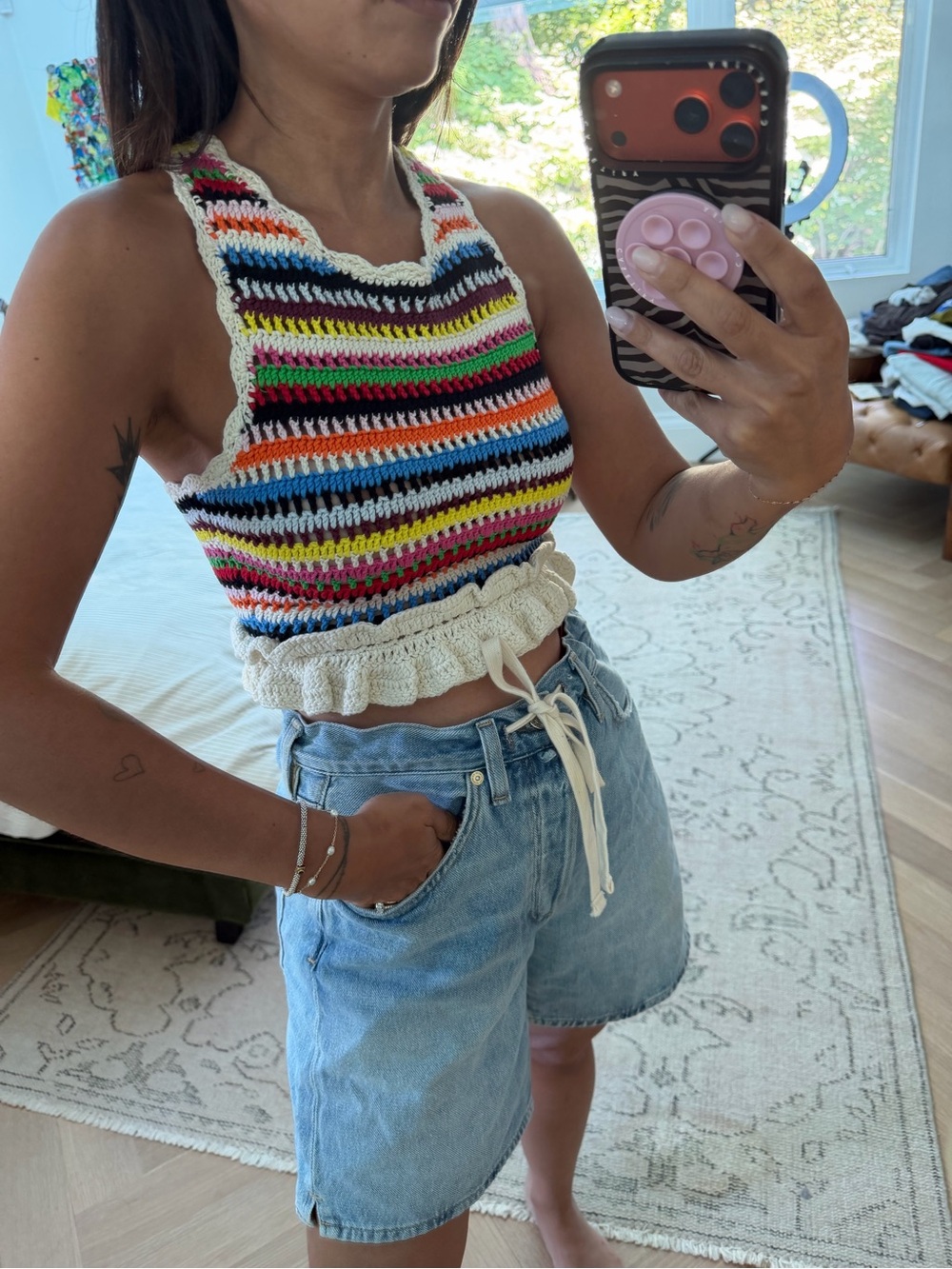 GANNI
Cotton Crochet Frill Top